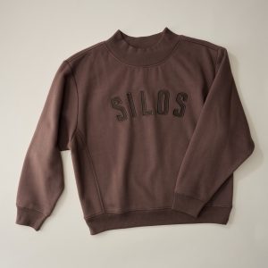 Silos Applique Brown Mockneck Brushed Fleece Sweatshirt
