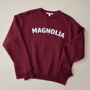 Magnolia Crosstitched Burgundy Soft Fleece Sweatshirt