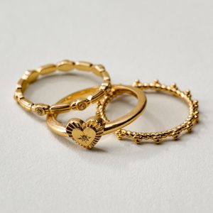 Magnolia Starburst Heart Ring Set