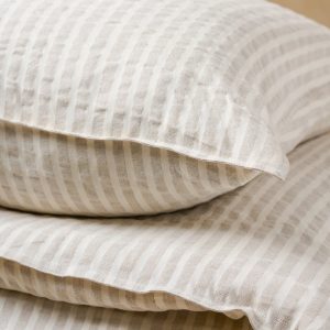 Antique White + Oatmeal Stripe Linen Cotton Pillow Sham