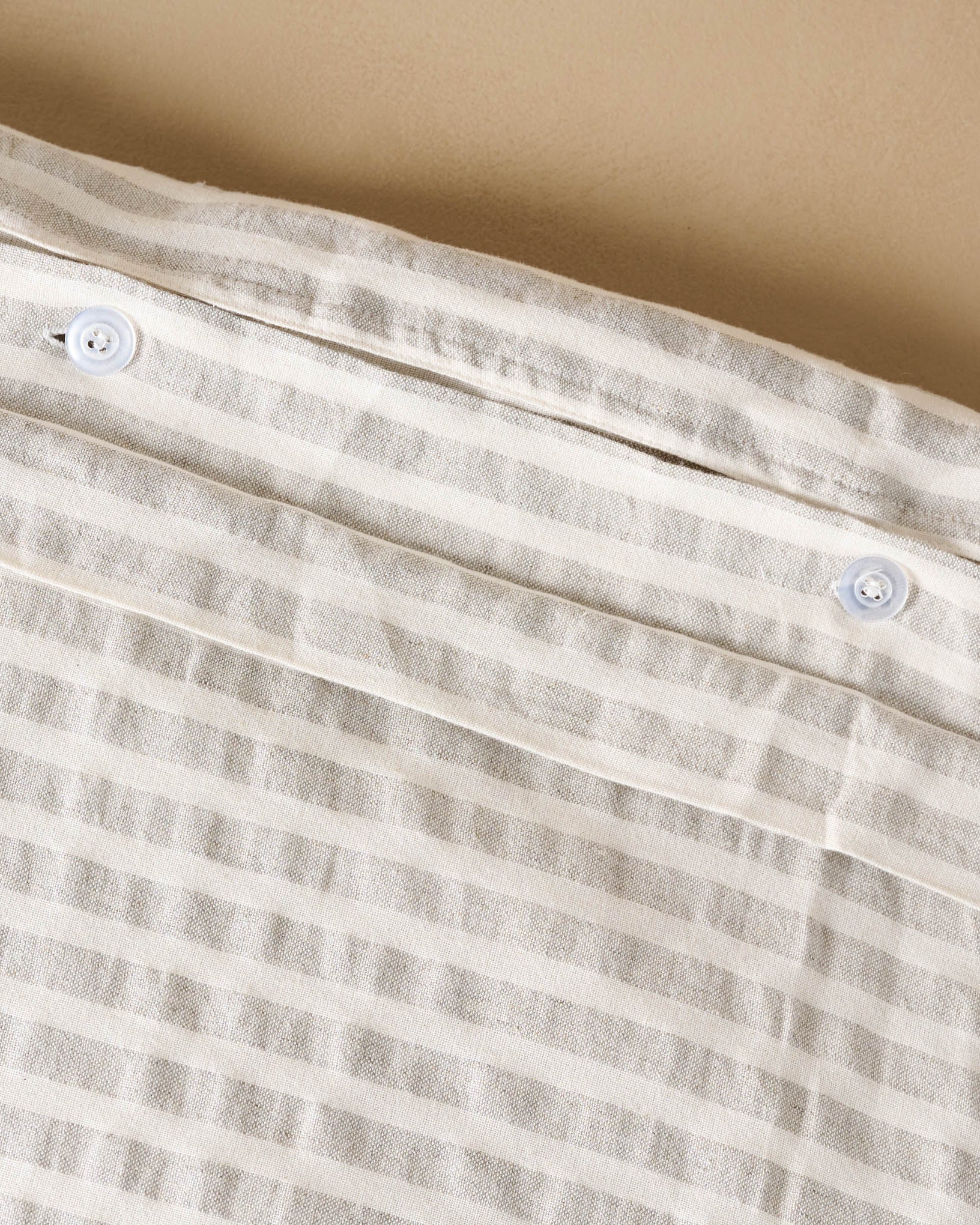 Shadow Grey + Antique White Stripe Linen Cotton Duvet Cover - Image 4