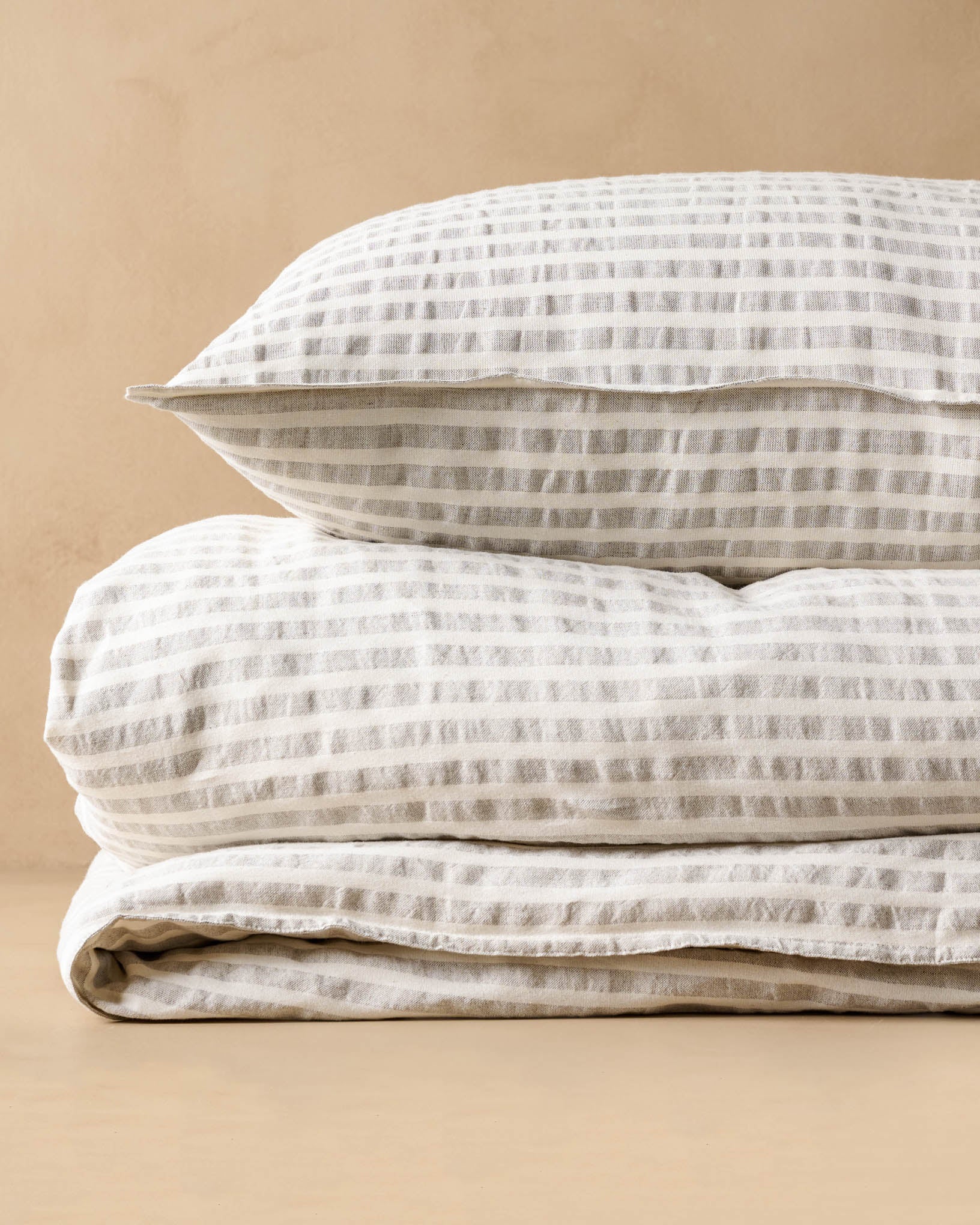 Shadow Grey + Antique White Stripe Linen Cotton Pillow Sham - Image 2