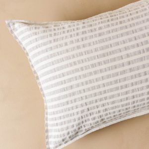 Shadow Grey + Antique White Stripe Linen Cotton Pillow Sham