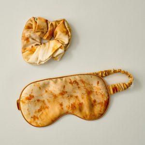 Botanical Print Silk Sleep Mask and Scrunchie Set - Sunset