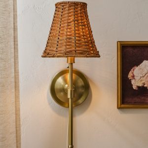 Rattan Plug-In Wall Sconce
