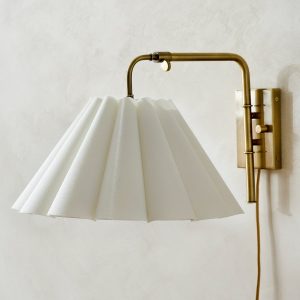 Odette Linen Scallop Swivel Plug-In Sconce