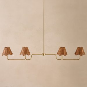 Lucinda Rattan Scallop Linear Chandelier