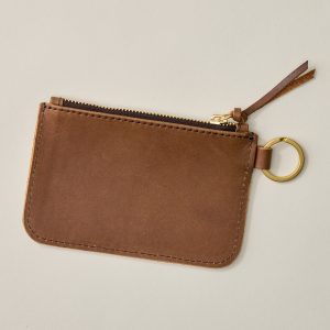 Leather Zip Chocolate Key Pouch