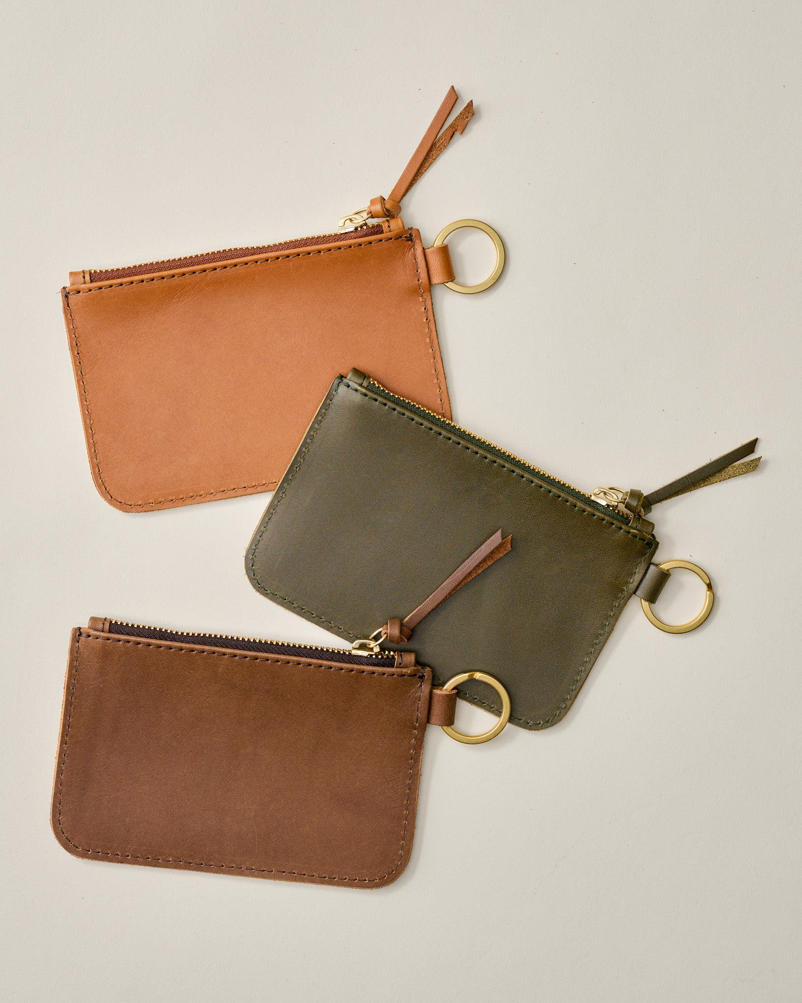 Leather Zip Chocolate Key Pouch - Image 3