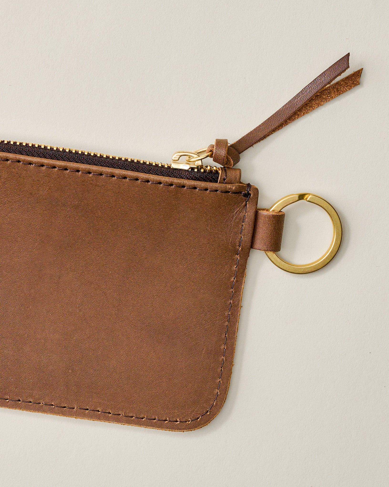 Leather Zip Chocolate Key Pouch - Image 2