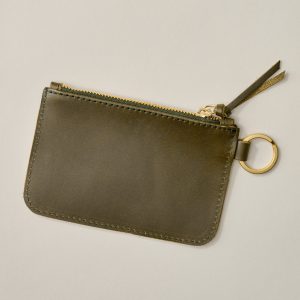 Leather Zip Olive Key Pouch