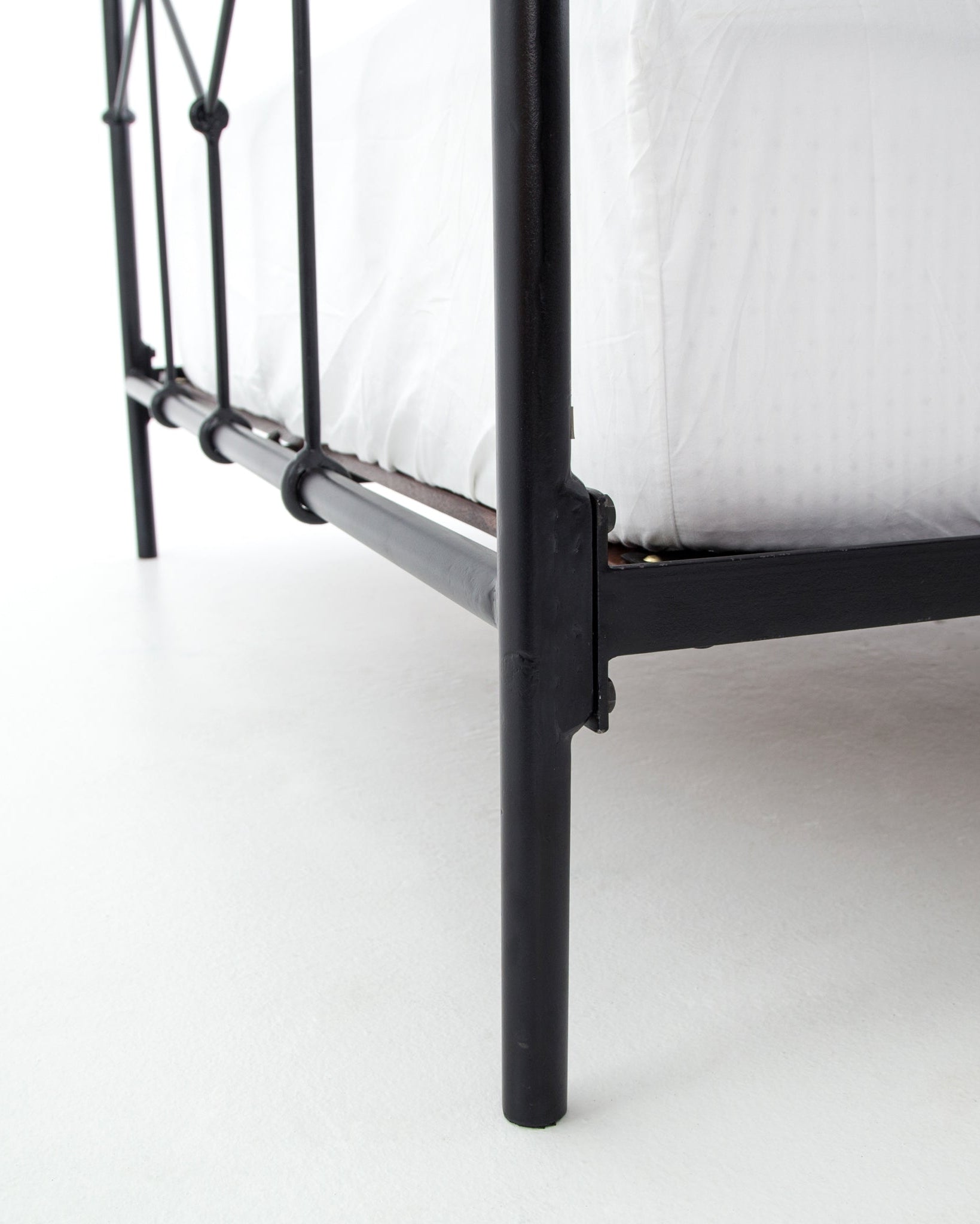 Riley Black Iron Bed Frame with Geometric Headboard. Vintage-Inspired Design - Image 5