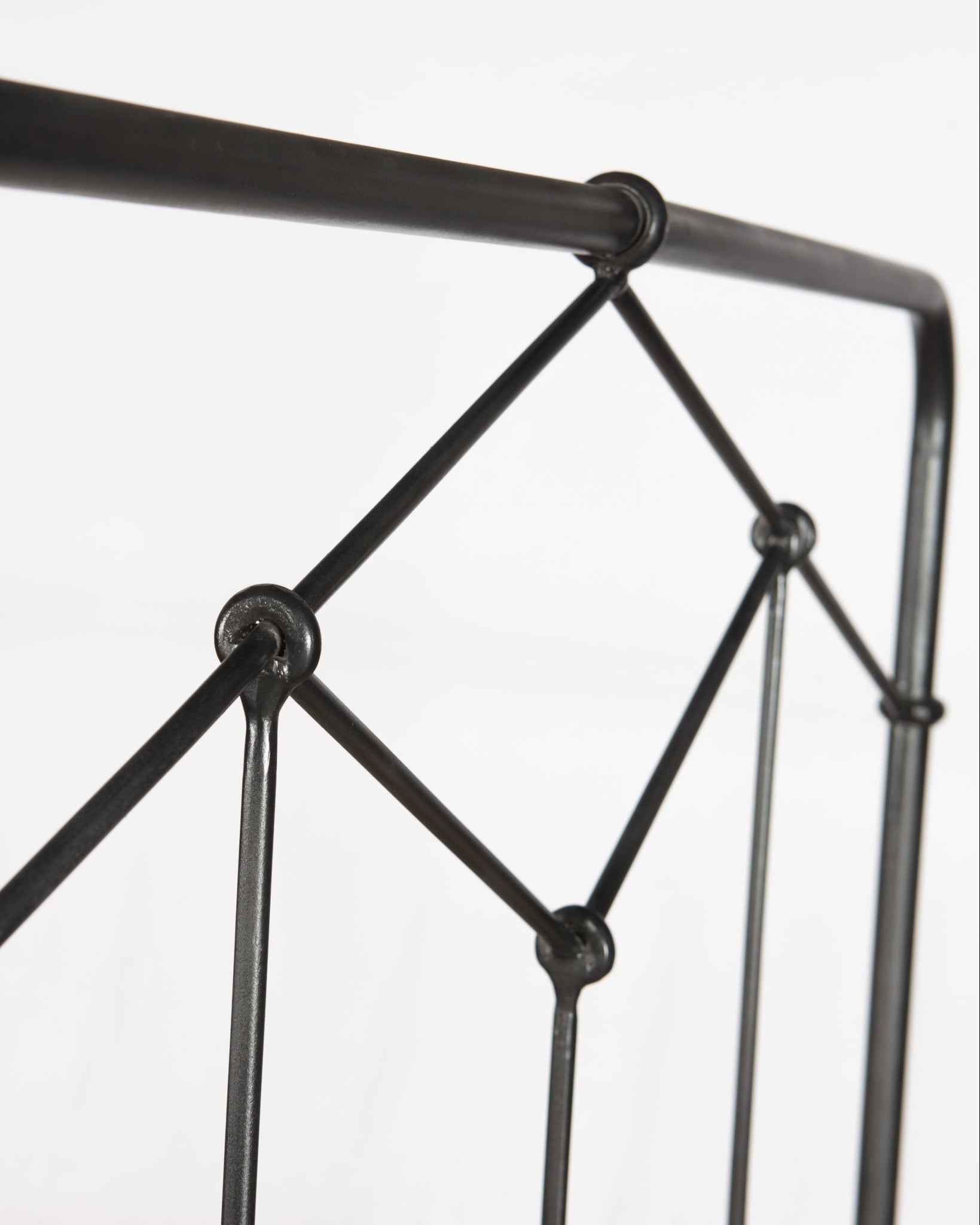 Riley Black Iron Bed Frame with Geometric Headboard. Vintage-Inspired Design - Image 4